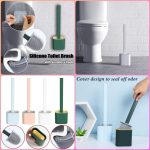 Black Silicone Toilet Brush with Long Handle Flexible Cleaner MINI Bathroom Brush Quick Drying Holder Bathroom Accessories