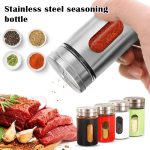 Stainless Steel Spice Jars Seasoning Spices Storage Box Glass Salt Sugar Stirrer Bottle Herbs Jar Container For Condiments Barbecue Kitchen Accessories