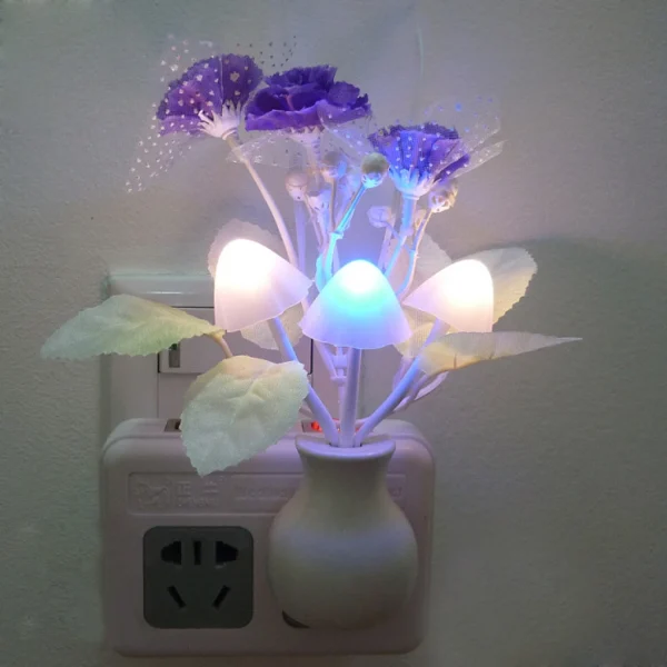 0.5W LED Night Light With Auto Sensor Energy Saving Plug in LED Night Light Dream Nightlight Rose Flower Mushroom Night Lights - Image 5