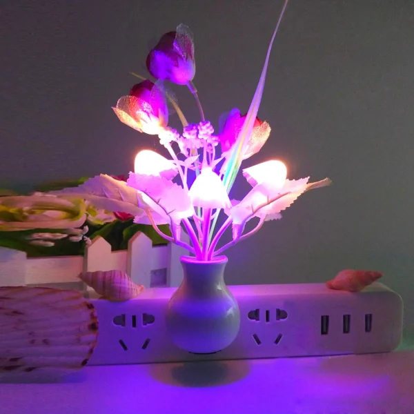 0.5W LED Night Light With Auto Sensor Energy Saving Plug in LED Night Light Dream Nightlight Rose Flower Mushroom Night Lights - Image 2