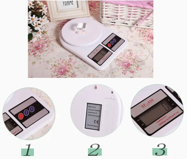 Smart Kitchen scale Digital Electronic Kitchen Scale SF 400 Weighing Scale SF-400 10KG/1g Kitchen Mail LCD White accessories - Image 3