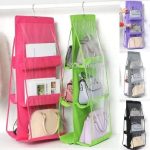 6 Pocket Handbag Hanging Closet Organizer Hanging Purse Organizer Transparent Handbag Storage Hanger Closet Organizer