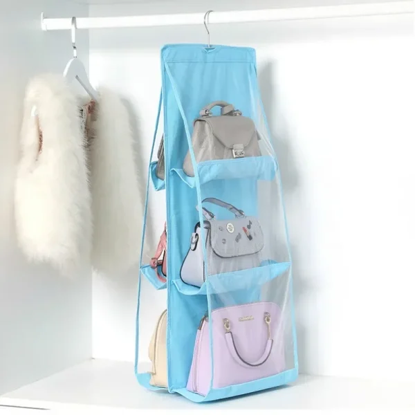 6 Pocket Handbag Hanging Closet Organizer Hanging Purse Organizer Transparent Handbag Storage Hanger Closet Organizer - Image 5