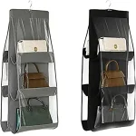 6 Pocket Handbag Hanging Closet Organizer Hanging Purse Organizer Transparent Handbag Storage Hanger Closet Organizer - Image 4