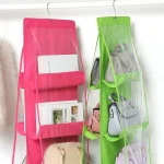6 Pocket Handbag Hanging Closet Organizer Hanging Purse Organizer Transparent Handbag Storage Hanger Closet Organizer - Image 3