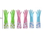 1 Pair Reusable Cleaning Kitchen Hand Gloves Kitchen Cleaning Gloves with Plush Liner Household Dishwashing Gloves Non-slip Waterproof - Image 6