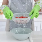 1 Pair Reusable Cleaning Kitchen Hand Gloves Kitchen Cleaning Gloves with Plush Liner Household Dishwashing Gloves Non-slip Waterproof - Image 4