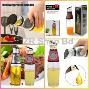 500ml Oil Bottle Press Type Caster Can Be Adjusted Oil Spill Prevention Quantitative Sauce Vinegar Jar Liquid Control Oil Pot