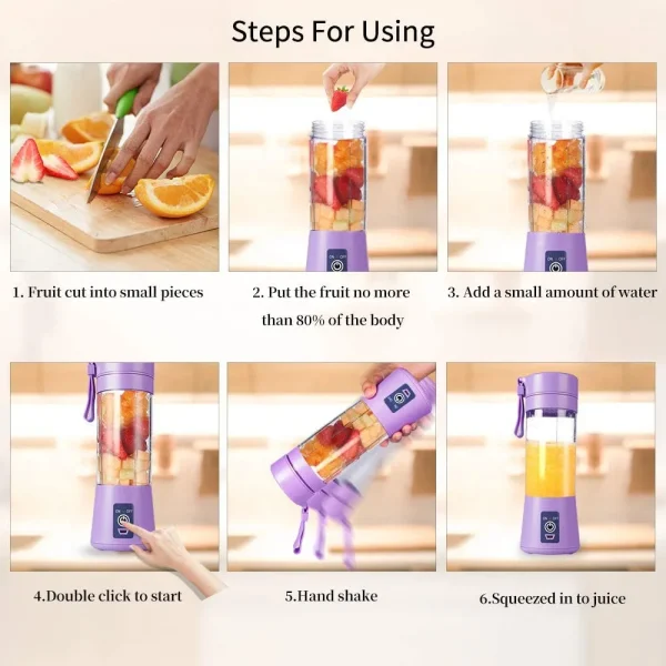 Rechargeable Portable Blender USB Charging Electric Juice Cup Portable Small Household Mini Juicer Juice Cup Household Fresh - Image 3