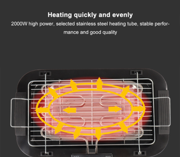 Smokeless Electric Non-stick Outdoor BBQ Cooking Grill Chula(ধোঁয়াবিহীন বৈদ্যুতিক নন-স্টিক আউটডোর BBQ গ্রিল রান্নার চুলা) - Image 5