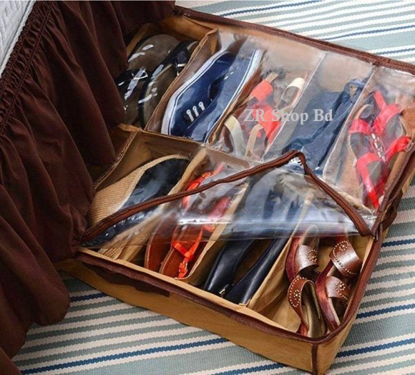 Shoe Organizer 12 Pairs Closet Organizer 12 Shoes Storage Holder Bag Container Case Storer for 12 Shoes - Image 1