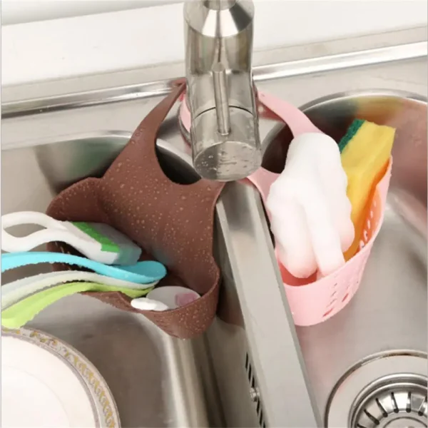 Sink Hanging Drain Basket Storage Hanging Basket Storage Rack Drain rack Adjustable Snap On Soap Sponge Holder For Sink Rack Kitchen Gadgets - Image 2