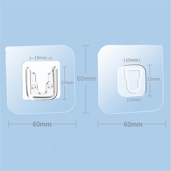 5 Pairs Strong Double Sided Adhesive Wall Hooks Transparent Suction Cup Sucker Hooks Traceless Snap Hook For Socket Holders - Image 6
