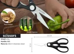 Chef Knives Food Kitchen Scissors Heavy Duty Knife Stainless Steel Peeler Set - Image 5