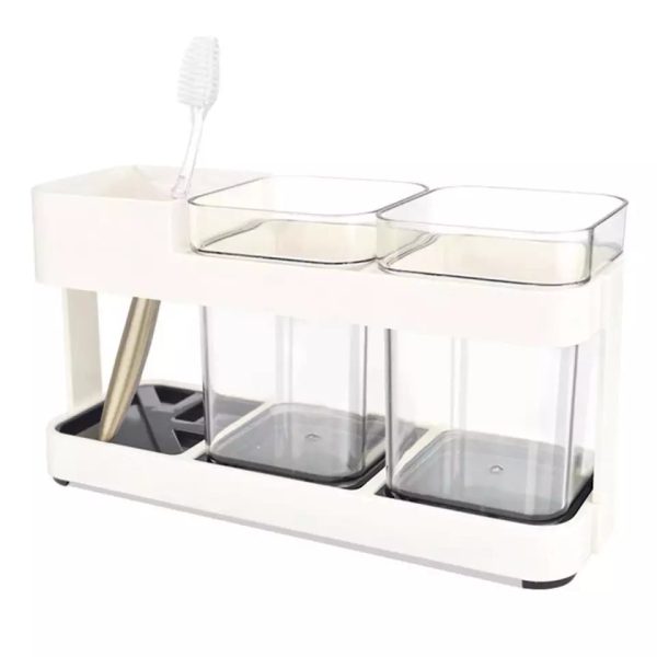 Toothbrush Stand 2 in 1 Multi-functional ABS Wide Application Detachable Toothbrush Holder Set for Bathroom - Image 5