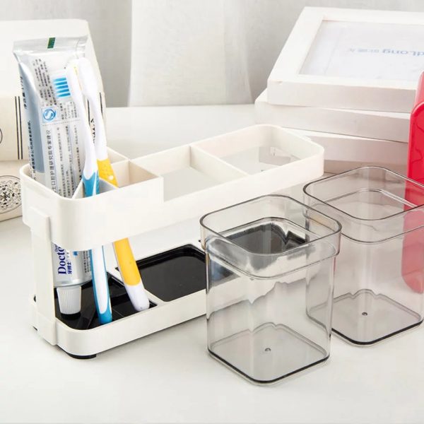 Toothbrush Stand 2 in 1 Multi-functional ABS Wide Application Detachable Toothbrush Holder Set for Bathroom - Image 6
