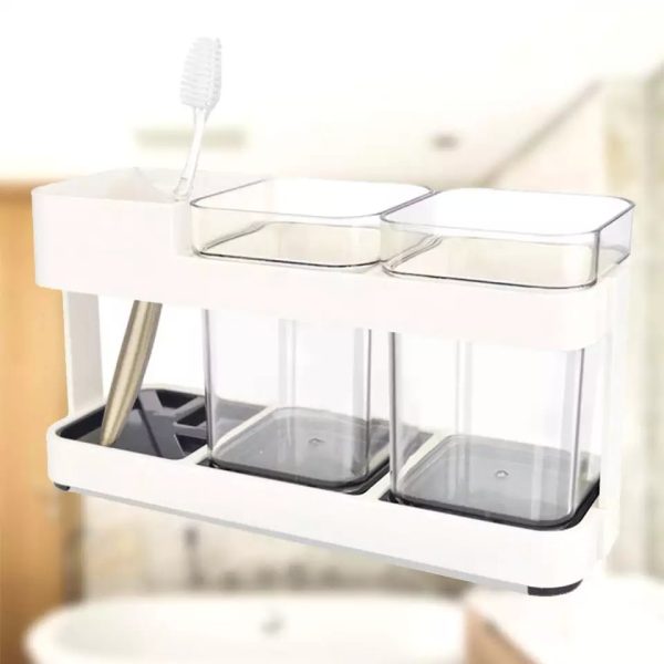 Toothbrush Stand 2 in 1 Multi-functional ABS Wide Application Detachable Toothbrush Holder Set for Bathroom - Image 7