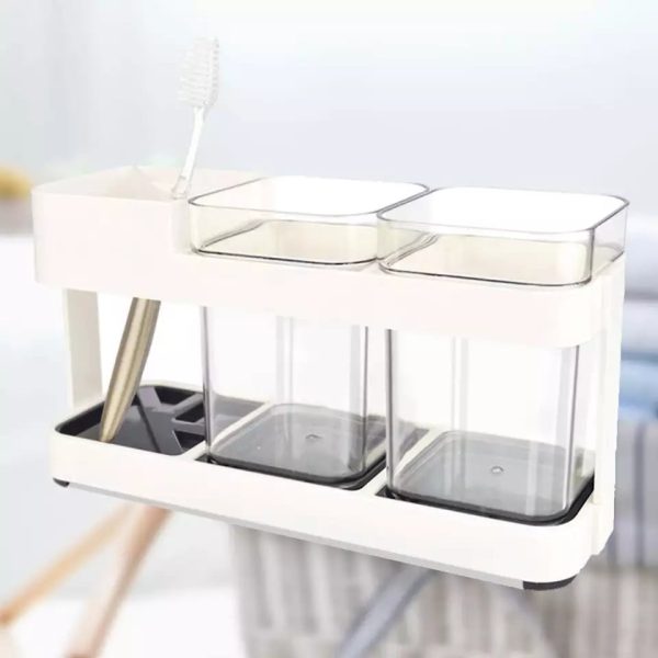 Toothbrush Stand 2 in 1 Multi-functional ABS Wide Application Detachable Toothbrush Holder Set for Bathroom - Image 8