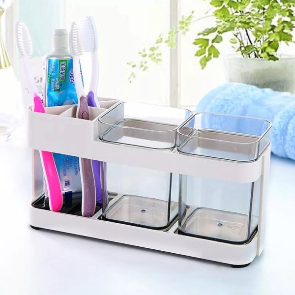 Toothbrush Stand 2 in 1 Multi-functional ABS Wide Application Detachable Toothbrush Holder Set for Bathroom - Image 12