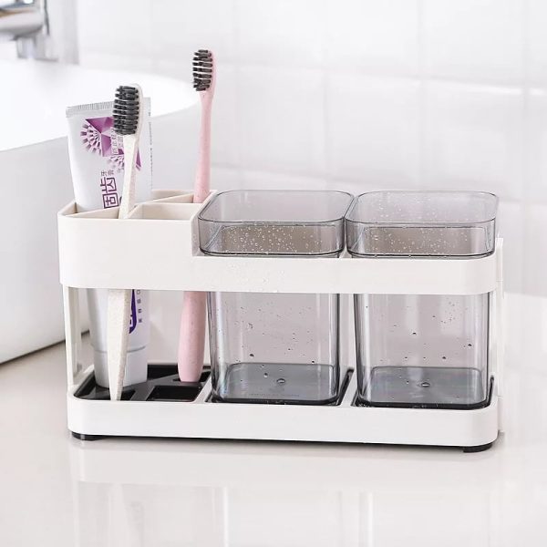 Toothbrush Stand 2 in 1 Multi-functional ABS Wide Application Detachable Toothbrush Holder Set for Bathroom - Image 4