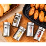 Stainless Steel Spice Jars Seasoning Spices Storage Box Glass Salt Sugar Stirrer Bottle Herbs Jar Container For Condiments Barbecue Kitchen Accessories - Image 6