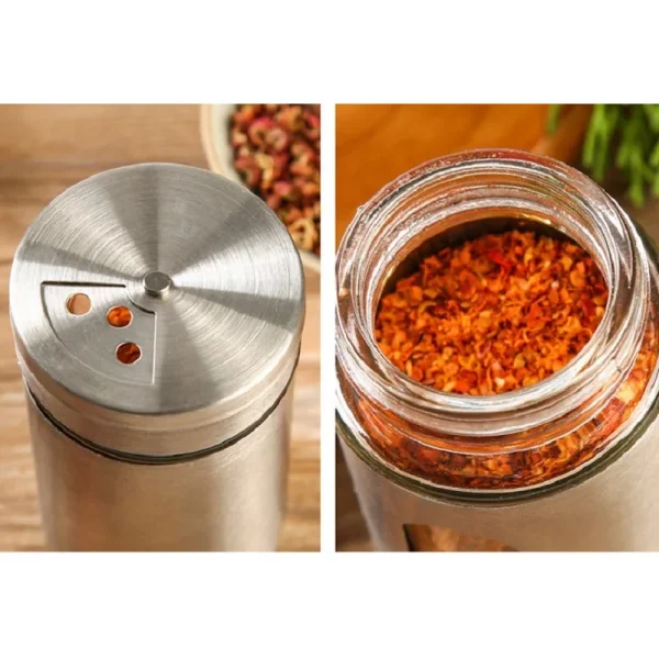 Stainless Steel Spice Jars Seasoning Spices Storage Box Glass Salt Sugar Stirrer Bottle Herbs Jar Container For Condiments Barbecue Kitchen Accessories - Image 5
