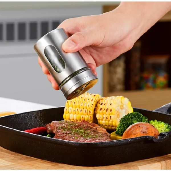 Stainless Steel Spice Jars Seasoning Spices Storage Box Glass Salt Sugar Stirrer Bottle Herbs Jar Container For Condiments Barbecue Kitchen Accessories - Image 4