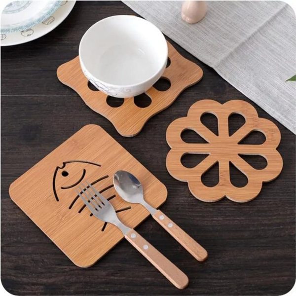 1PCS Wooden Place Mat 14.8*14.8cm Heat Resistant Hot Pot Coasters Tea Cup Mat Desktop Ornament Home Kitchen Supplies - Image 3