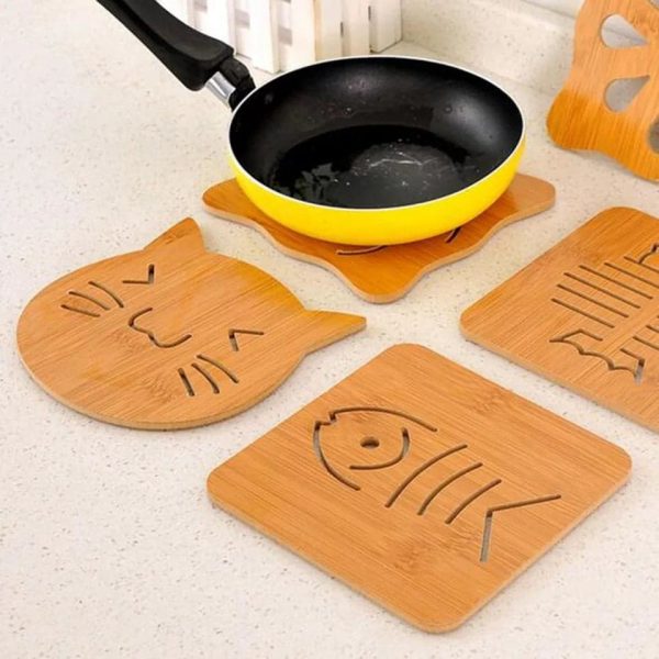 1PCS Wooden Place Mat 14.8*14.8cm Heat Resistant Hot Pot Coasters Tea Cup Mat Desktop Ornament Home Kitchen Supplies - Image 5