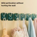 Cuttable Key Necklace Hanger Sticky Hooks For Wall Waterproof Bath Ball Towel Rack Space-saving Sundries Holder Strong Bearing Storage Shelf Self-adhesive Six Linked Row Hook - Image 2