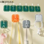 Cuttable Key Necklace Hanger Sticky Hooks For Wall Waterproof Bath Ball Towel Rack Space-saving Sundries Holder Strong Bearing Storage Shelf Self-adhesive Six Linked Row Hook - Image 5
