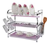 3 Layer Dish Drainer Rack(Sakura) / 3 Layer Dish Drainer Rack Stainless Steel - Image 5