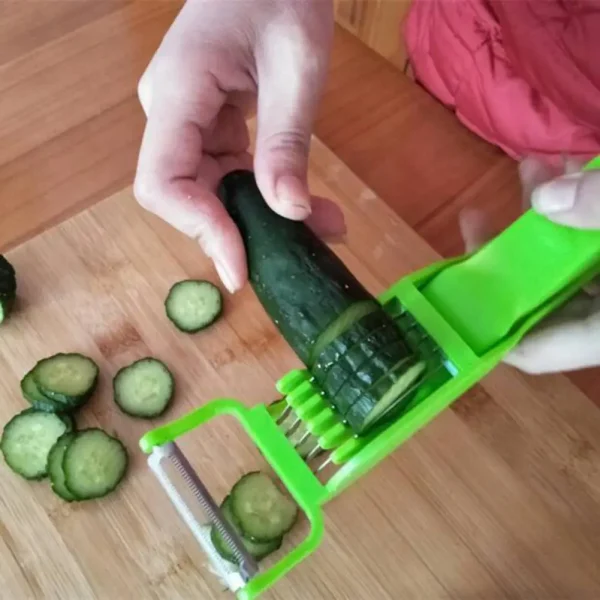 1 pcs Multi Cutter With Peeler For Vegetable And Fruit Extra Sharp Stainless Steel - Multicolor - Image 4